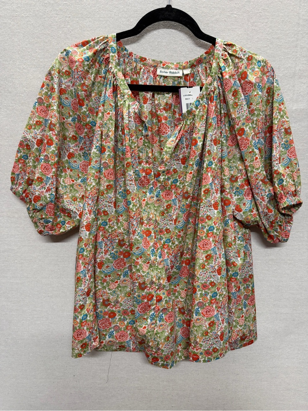 NWT Roller Rabbit Liberty Cotton Floral Peasant Blouse - size L